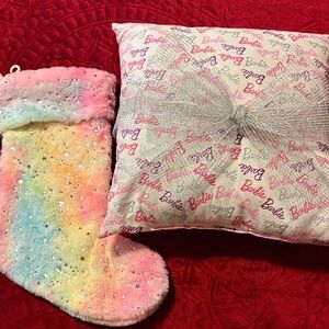 Barbie Pink and White Accent Pillow